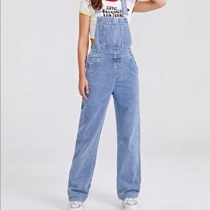 Baggy Front Pocket Denim Overalls